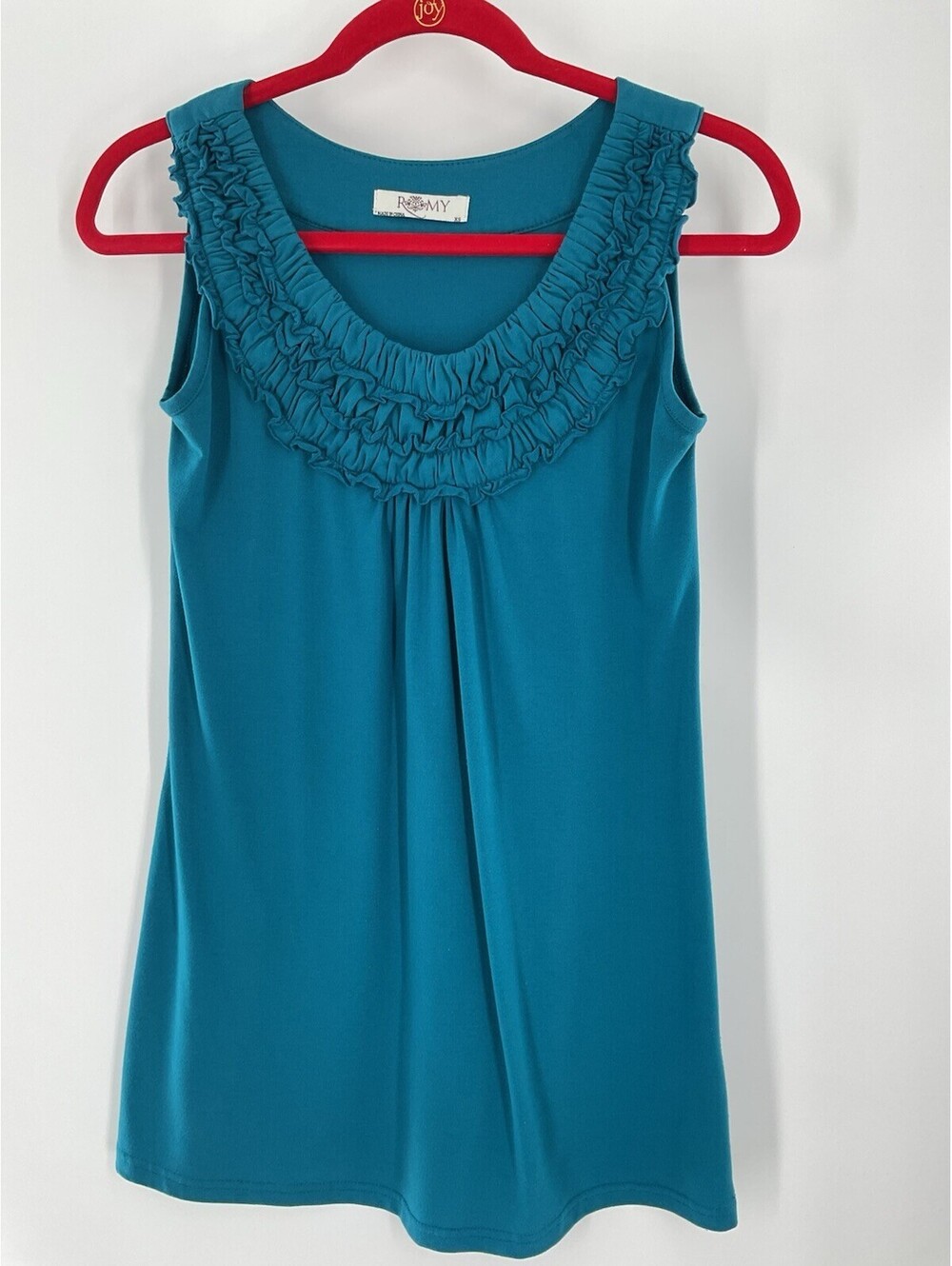 Romy Women’s Extra Small XS WOMEN’S TEAL BLOUSE ROUND NECK TUNIC 116